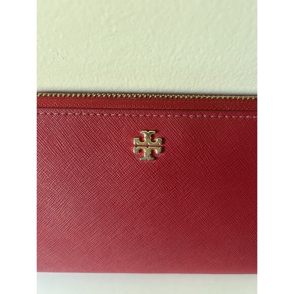 Auth Tory Burch York Long Leather Wallet in Red with Gold - Picture 2 of 9